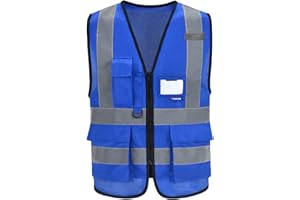 AYKRM 21 Farben Sicherheitsweste Warnweste Reflektierendes WarnschutzWeste Warnweste mit Reflektorstreifen mit Reißverschluss und Taschen Arbeitsweste