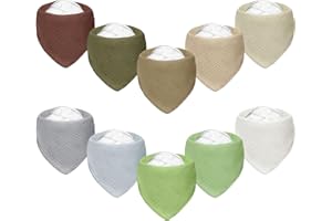 Miyacare 10 Stück Lätzchen Baby Dreieckstuch, Super Saugfähige,100% Baumwoll, Halstuch Baby, mit 4 Verstellbares Druckknopf, für Baby Jungen und Mädchen