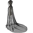 Proumhang Mantello con Cappuccio in Tulle per Donne e Ragazze,Mantello Retrò di Halloween,Abito da Sposa Vampiro,Mantello Got