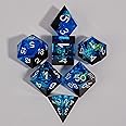 HKDZ DND Dice Set Resin Dice With Dice Box and Bag, D&D Polyhedral Dice for Dungeons and Dragons, Role Playing， Inclusions D20 D12 D10 D8 D6 D4