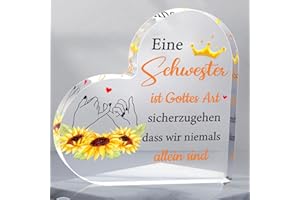 KAAYEE Beste Schwester Geschenke Ideen, Schwester Acryl Briefbeschwerer Dekoration Schwester Geschenke zu Ihrem Geburtstag Geschenke für Schwester Weihnachtsgeschenke, Freundschaft Geschenke Herz