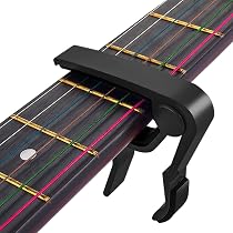 Capotasto Per Chitarra, Ukulele, Mandolino - Sgancio Rapido, Cuscinetto In Silicone Memory, Nero, Per Strumenti A Corda