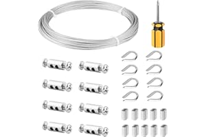 FSHIHINE 1,5 mm Fune in Acciaio Inox, 20 m, Cavo Acciaio per Piante di Traino, Corda Stendibiancheria, Fissare Ombreggiature, Tralicci di Vite, Fune da Tenda, Filo per Stendere, Foto, per Luci/Specchi