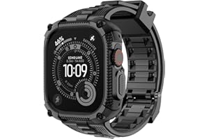 Fullmosa Schutzhülle mit Armband Kompatibel mit Apple Watch Ultra 3 2 1 49mm für Herren, Wasserdichtes Sport Ersatzarmbänder mit Military Gehäuse für iWatch 49mm, Schwarz