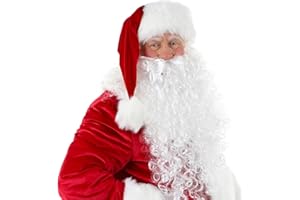 MERRYXMAS 2 in 1 - Nikolausbart Set mit Perücke - Weihnachtsmannbart - zum Verkleiden als Nikolaus - Weihnachtsmann - Santa - Weihnachten - Nikolauskostüm
