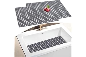 E-GREETSHOPPING 2er-Set Spülbeckenmatte, 30 x 40 cm Tischset, PVC Spülbeckenmatte Zuschneidbare Abtropfmatte, Keramische Spülbecken Schutzmatte, Dekorativer Waschbeckenunterlage, Schutz für Küche und Spüle