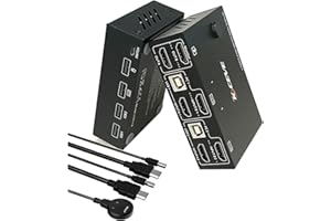 KCEVE KVM Switch 2 Monitors 2 Computers, 4K@30Hz Dual Monitor HDMI USB 2.0 Switcher For Share Keyboard Mouse, Support Extended And Copy Mode Display