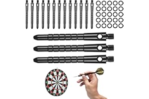 SUWIWKKOA Pro Dart Shafts, Aluminum Dart Shafts Metal Dart Stems Dart Accessories Kit 15Packs(5 Sets)+20pcs Rubber O Rings 40/48mm(Medium/Long)