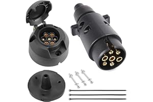 DARKGUARD 7pin Trailer Plug Trailer Socket 12v,7 Pin Trailer Plug, 7Pin Trailer Socket with Waterproof Seal,7pin Female Trailer Connector, 7pin Trailer Adapter for Van Camion RV Towbar (DG75S7PRWS)