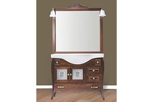 KLESIA Mobile Da Bagno Completo Componibile Modello Martina 105 CM In Legno Con Specchio Lavabo e Applique Made In Italy (Noce)