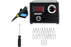 AWKAQUN Kit per Pirografo per Legno 60W con Digitale Temperatura Regolabile da 0 °C a 730 °C, Display Digitale mit 23 Teste di Penna per Legno, Pelle, Zucca (60W)