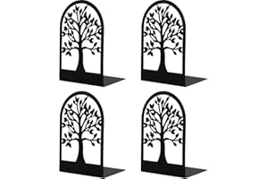 MSDADA -Fermalibri, Fermalibri in Metallo, Ufficio in Reggilibri, Fermalibri da Mensole Bianco, Fermalibri di Design a Forma di Albero，per Casa, Biblioteca, Scuola, Studenti Regalo, 2 Paia