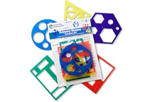 Learning Resources Plantillas Geométricas – Set de 5 Figuras para Dibujo Educativo y Aprendizaje Visual – Para Niños 4+ Años – Ideal para Casa o Aula – Regalo Navidad