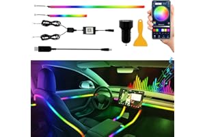 Keiurot Acrylic Ambient Car Lighting Car LED Interior Light Strips Neon Light 2 in 1 Car Dashboard Lights Strip Atmosphere Car Door Light Decoration Car Trim APP Control Music Sync