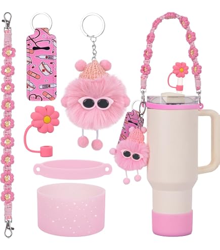 Kawaii Water Bottle Charms Set - Cute Plush Hamster Toy, Silicone Boot & Handle Strap - View #7