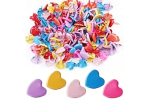 O5O2 150 pièces Attaches parisiennes en métal,Mini Attaches parisiennes Coeurs en métal Multicolore,Mini Coeur en Forme,pour Papier, gaufrage,Scrapbooking,Outil de Bricolage