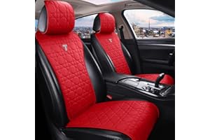 Menifomory Red Universal Seat Covers Leather Seat Cover Comfortable Car Seat Protector 2/3 Covered (C-Red)