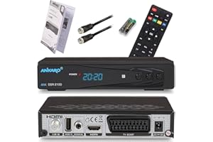 Ankaro DSR 2100 HD Sat Receiver mit PVR Aufnahmefunktion für Satellitenschüssel, AAC-LC Audio, Einkabel tauglich, HDMI,SCART, KOAXIAL, USB 2.0, Timeshift, Receiver für Sat Fernsehen + SAT Kabel