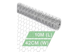 vensovo Galvanized Chicken Wire Mesh - 42CM × 10M Garden Animal Barrier Fence, 1 inch Mesh Fence for Pet,Rabbit,Poultry