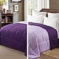 Exclusivo Mezcla 7.5 Tog Double Size Duvet All Seasons, Ultra Soft Reversible Coverless Duvet, Lightweight Down Alternative Comforter, 200x200 cm Deep Purple/Lilac