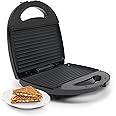 AGARO Delite Sandwich Maker, 750W, 4 Slice Non Stick Grill Plate, Power Indicator, Oil Free Toasting, Grilling, Black