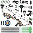SHARROW Archery Compound Bow Kit 30-55lbs Adjustable Hunting Compound Bow and Arrows Set for Adult and Beginner Outdoor Shooting Archery Set