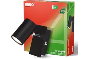 BRILONER - Classe énergétique A Applique LED intérieure avec ampoule, orientable, Ultra Efficient, env. 50.000h de lumière, lampe de lecture, applique de salon, lampe de couloir, noir