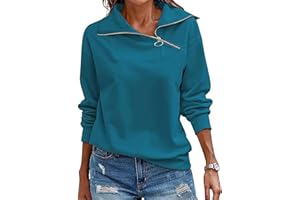 KEBORUILA Pullover Damen Stehkragen Langarm und 1/4 Ausschnitt mit Reißverschluss Frühling Herbst Sweatshirt Oberteile Top