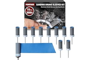 PONTASS 10 Pièces 3000 Grains Tambours de Ponçage pour Outil Rotatif Dremel, Mèches de Ponçage, Manchons Abrasifs Avec des Tiges de 3 mm, Manchons de Ponçage pour Le Ponçage Et le Polissage Métallique.