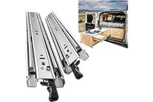 SHUHANG Glissières de tiroir à billes 800 mm avec serrure, charge lourde 68 kg, sortie totale, rails coulissants latéraux pour camping-car, van et meuble, 1 paire (2 pièces)