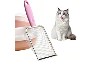 Nokwocy Pala per lettiera per gatti, in metallo, con manico in legno, 4 mm, in metallo, per gatti