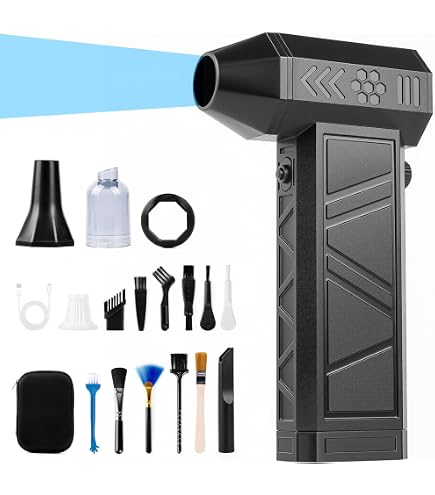 Souffleur Air Comprimé électrique 150000 Tr/min - 3 Vitesses, Lumière LED - Pour Nettoyer PC, Clavier, Voiture, Canapé - Rechargeable USB-C - Portable 280g
