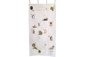 Papierdrachen Adventskalender 2025 - bestickter Stoff-Wandkalender „Waldtiere“ - mit Stoffbeuteln zum Befüllen - hochwertig & wiederverwendbar