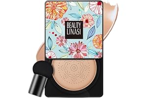 GENERIC Wonderninelife Beauty Cream, Pilzkopf Luftkissen CC Creme, Beauty Linasi Clear Cover Beau ty Cream, Mushroom Head Makeup Brush, Wasserdicht und Langlebig (Natur, B)