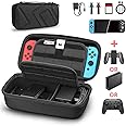 NITHO Armor Case XL for Switch & Switch Lite, Portable Hard Shell Pouch, Carrying Travel Bag for Accessories Storage, Holds 19 Game Card Slots