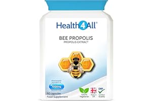 Health4All Bee Propolis 1000mg per Capsule 90 Capsules, High Strength Immune System Booster, Natural Immune Support Supplement (not Tablets) | Made in UK