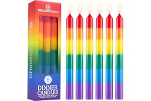 DECO EXPRESS Stabkerzen Set 6er, 10, 15 oder 50er, Lange Brenndauer bis zu 8 Std, Geruchslos (Mehrfarbig, 6er-Set)