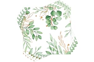 DHAIQC 20 Pcs Greenery Eucalyptus Paper Napkins, Sage Green Leaves Napkins Disposable Party Serviettes Luncheon Dinner Cocktail Napkin for Bathroom Bridal Baby Shower Wedding Party Decorations (Greenery)