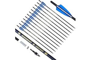 biubiusot 20inch Crossbow Bolts Carbon Arrows 8mm Shaft Half Moon Nocks with Replaceable Screw-in Broadhead for Crossbow Hunting Target Practice Outdoor Gift, 12Pcs