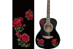 PLIGREAT 2 Pack Red Rose Guitar Headstock Guard Board Stickers Removable Guitar Decals DIY Gifts for Guitarist Bass Player Bandsman String Instrument Decoration Guitar Side Panel Stickers