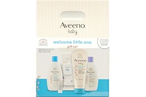 Aveeno Baby Welcome Little One Gift Set, Baby Skincare Set with Nourishing Baby Body Wash & Shampoo, Calming Bath Wash, All Over Baby Wipes, Daily Moisturizing Lotion, & Baby Balm, 5 Items