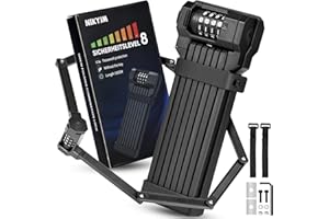 NIKYJM Lucchetto per bicicletta pieghevole [120 cm] Lucchetto per bicicletta pieghevole con codice numero e aste spesse 5 mm per serrature per biciclette elettriche e serrature per mountain bike (Nero)