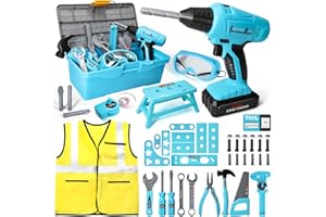 LOYO Kids Tool Set, 50 PCs Construction Toys with Electric Drill, Vest, Tool Box, Educational Toys for 3 4 5 Year Old Boys Gifts