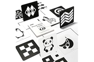 ‎BEIENS beiens Sensory Toys Karten, Schwarz und Weiß Neugeborenen Gehirn Entwicklung Spielzeug, Visuelle Stimulation Lernen Aktivität Karten für 0-3 Monate, 40 Seiten 5,5'' x 5,5'' Pädagogisches Baby Geschenk