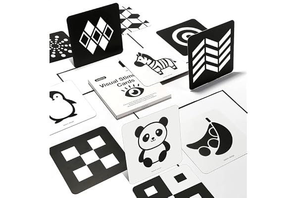 beiens Bébé Cartes Flash Noir et Blanc, Jouets pour Le Développement du Cerveau du Nouveau-né, Cartes D'activités d'apprentissage par Stimulation Visuelle pour 0-36 Mois, 20 PCs 40 Pages-14 X 14 CM