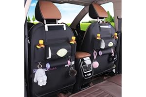 Gsrhzd Car Seat Organiser, 2 PCS Car Organiser Back Seat For Kids, Black Car Seat Storage, Leather Car Tidy Organiser Back Seat, for Travel, Parents Drivers, Kids Toys Food Storage