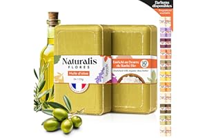 NATURALIS FLORES 2 Savons Huile d'Olive & Beurre de Karité Bio - 250 g - Surgras pour Hydratation Profonde, Élasticité de la Peaux, Riche en Vitamines A & E, Anti- ge, Antioxydant - Artisanat Provençal - Peau sensible