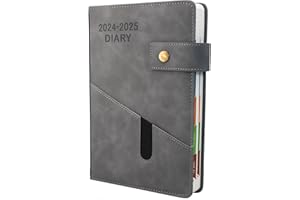 EARNING POWER Academic Diary Diary 2024-2025 A5 Page A Day,Productivity Daily Planner from Jul 2024 to Jun 2025 With Monthly Tabs, and Colorful Side Panels (8.5x5.9 inch)-Grey