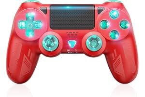 Lapezei Wireless Controller für Ps 4 Mit RGB-Beleuchtung,Dual Vibration Game Controller Joystick mit Turbo und 3,5 mm Audio-Buchse/LED/Touchpad, kompatibel mit PS4 / Pro/Slim/PC