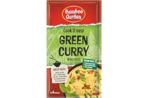 ‎BAMBOO GARDEN Bamboo Garden - Green Curry Würzpaste | Zum Zubereiten von grünem Thai Curry | Für 4 Portionen | Vegan, natürliche Zutaten | 45 g im Beutel